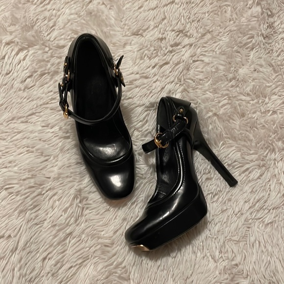 Gucci Shoes - Gucci Mary Jane Platforms Heels with Horse Bit Gold Hardware